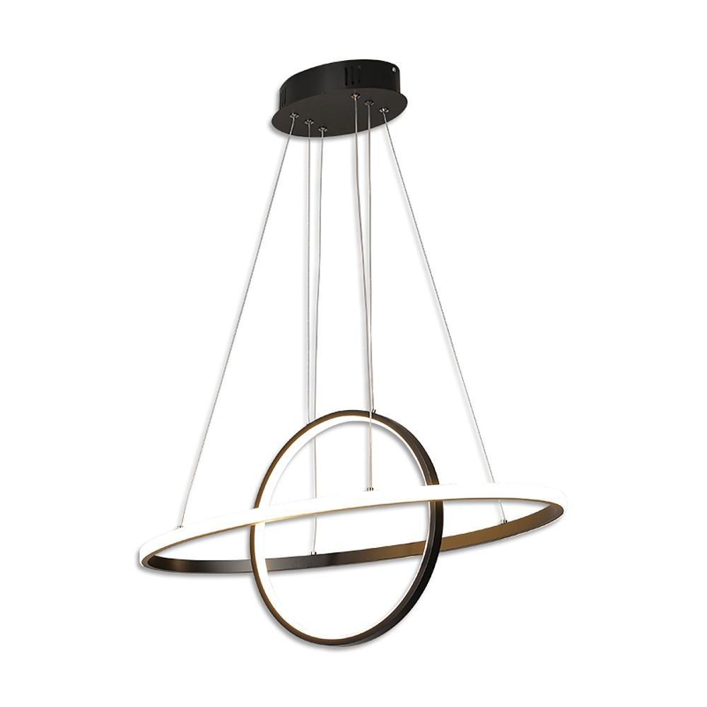 Modern Double Circle LED Pendant Light Metal Adjustable Chandelier