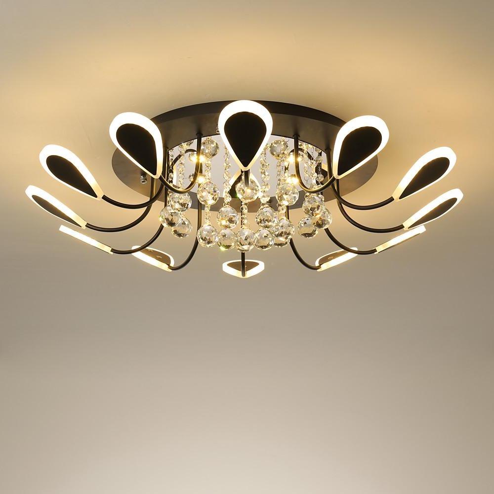 Flower Shaped Dimmable LED Crystal Flush Mount Ceiling Light