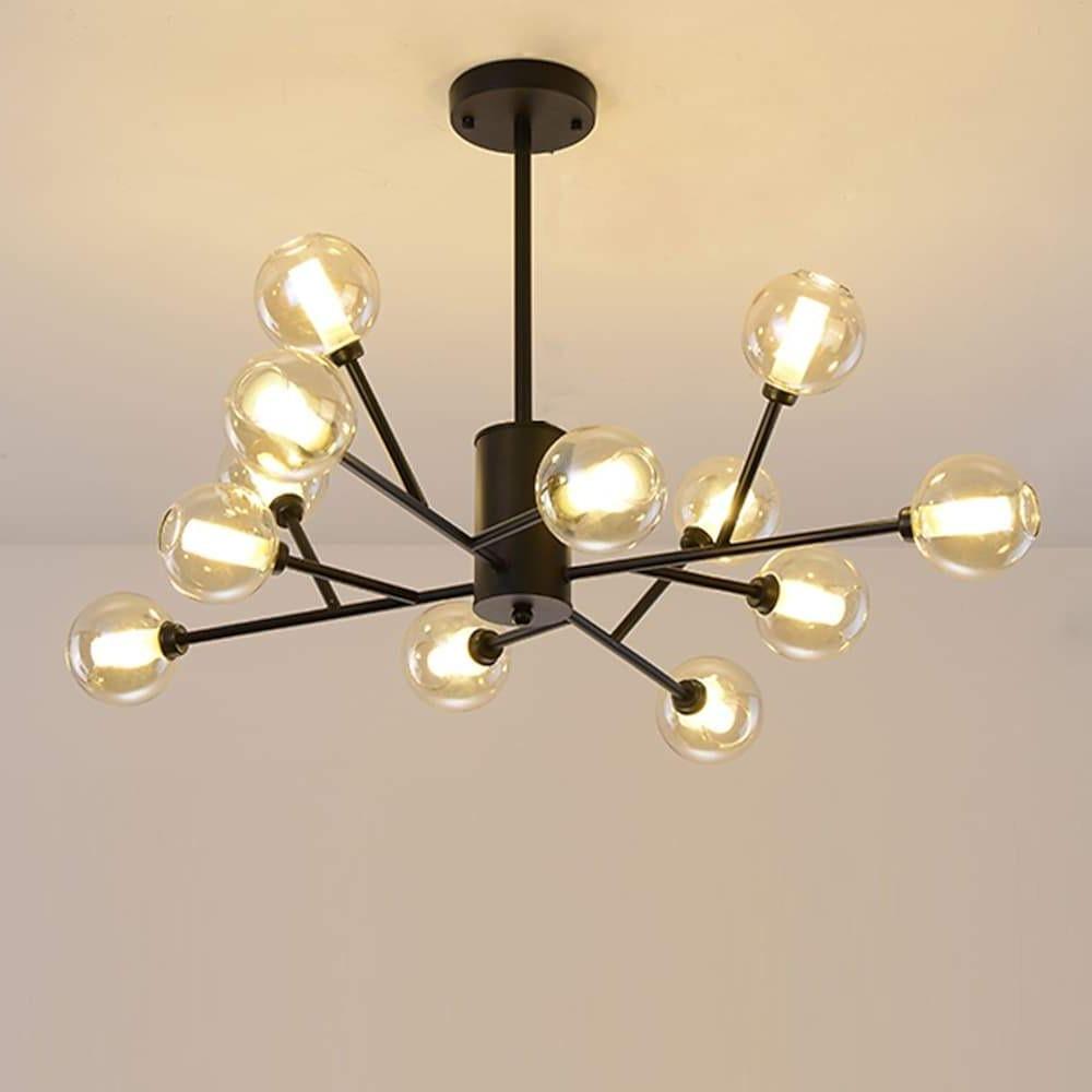 12-Light Glass Sputnik Chandelier – Modern Nordic Pendant Light