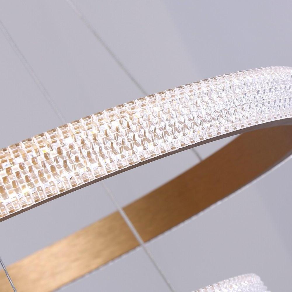 Modern Circle LED Chandelier Aluminum Acrylic Dining Room Light