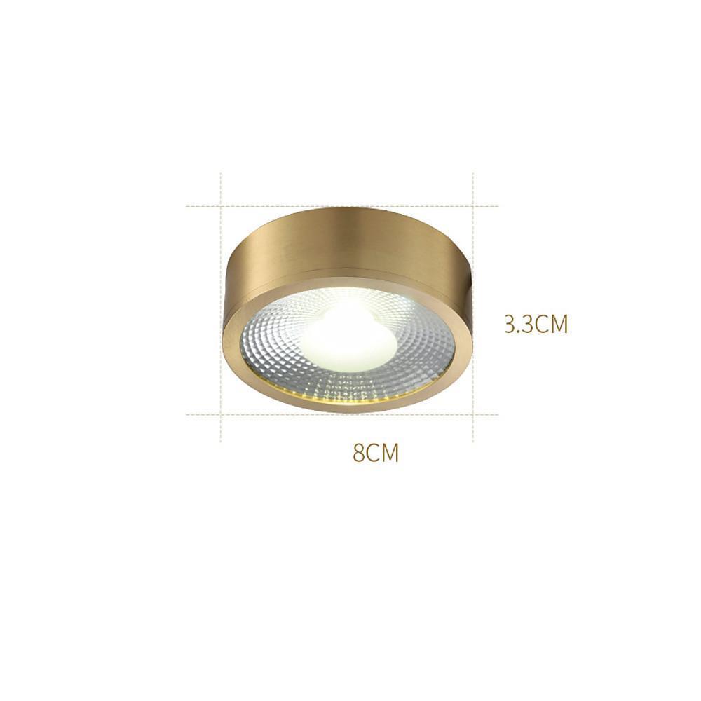 Round LED Copper Flush Mount Ceiling Light Modern Corridor Lighting