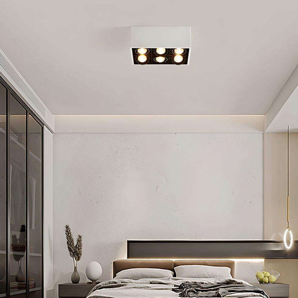 6-Head Adjustable Flush Mount Spotlight - Modern Die-Cast Aluminum