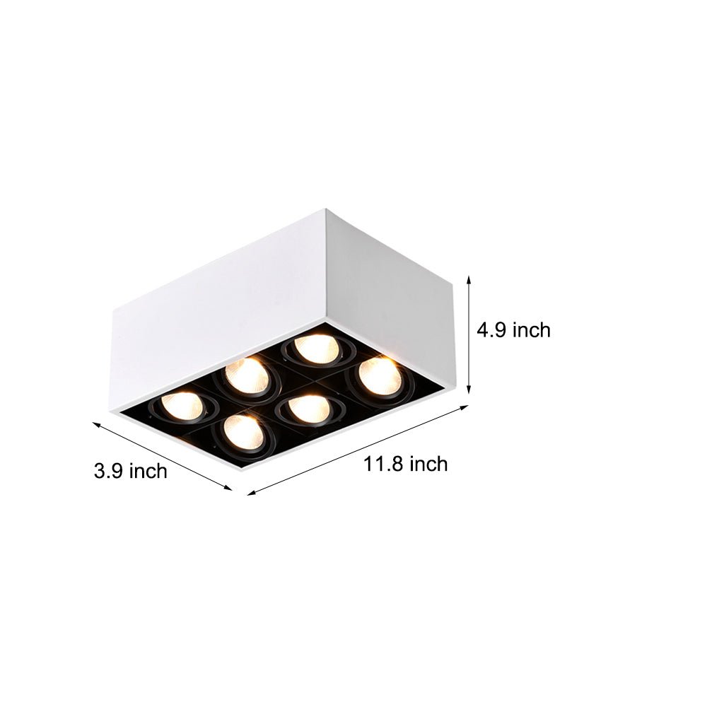 6-Head Adjustable Flush Mount Spotlight - Modern Die-Cast Aluminum