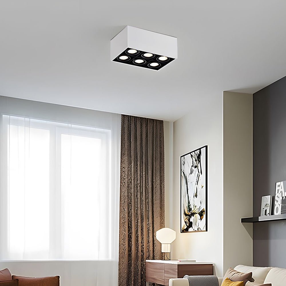 6-Head Adjustable Flush Mount Spotlight - Modern Die-Cast Aluminum