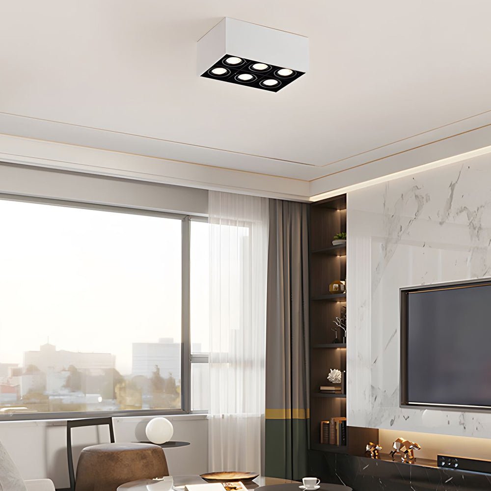 6-Head Adjustable Flush Mount Spotlight - Modern Die-Cast Aluminum