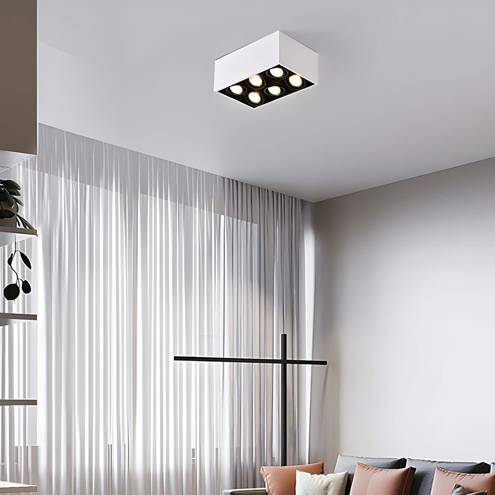 6-Head Adjustable Flush Mount Spotlight - Modern Die-Cast Aluminum