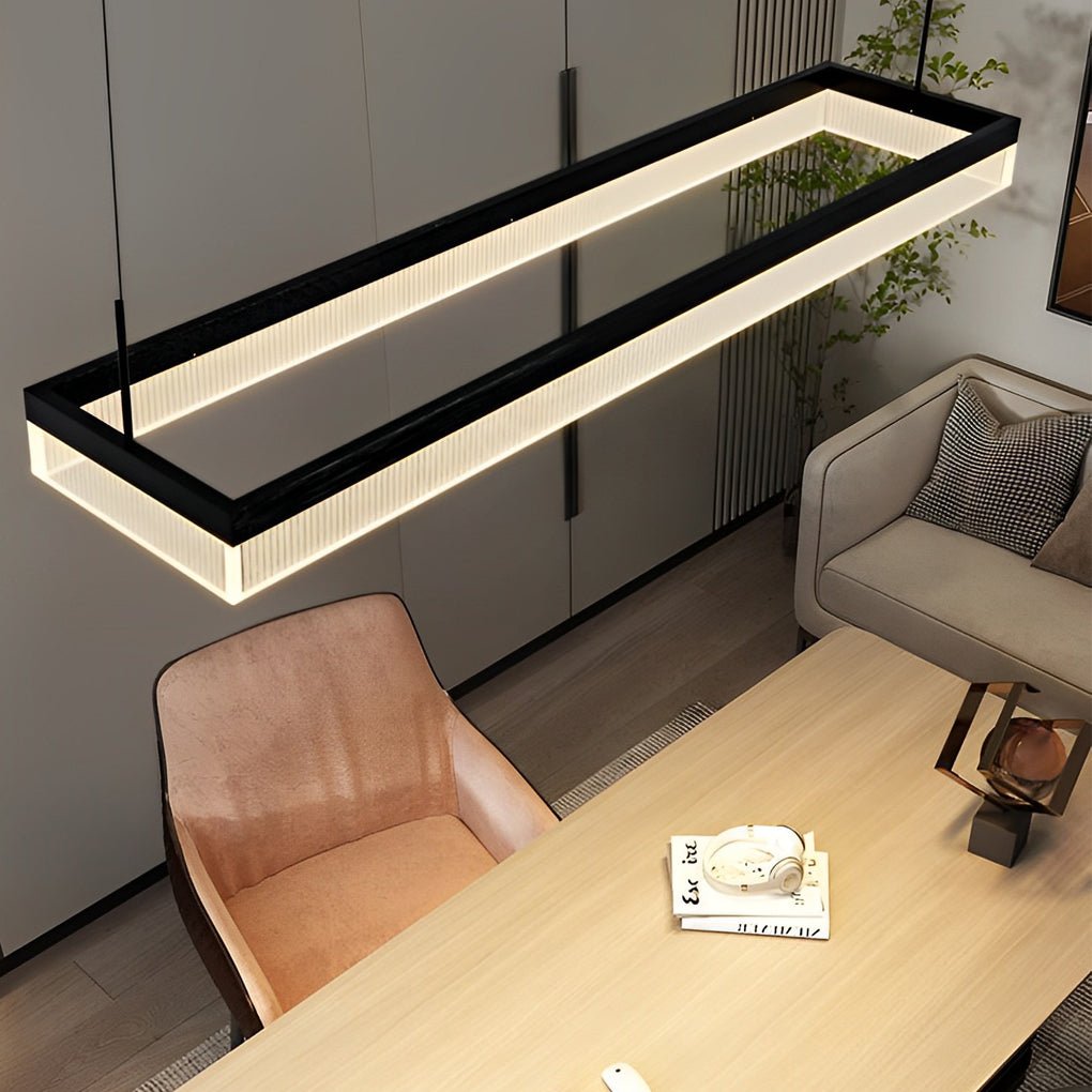 Modern Linear Chandelier with Dimmable LED & Remote Control