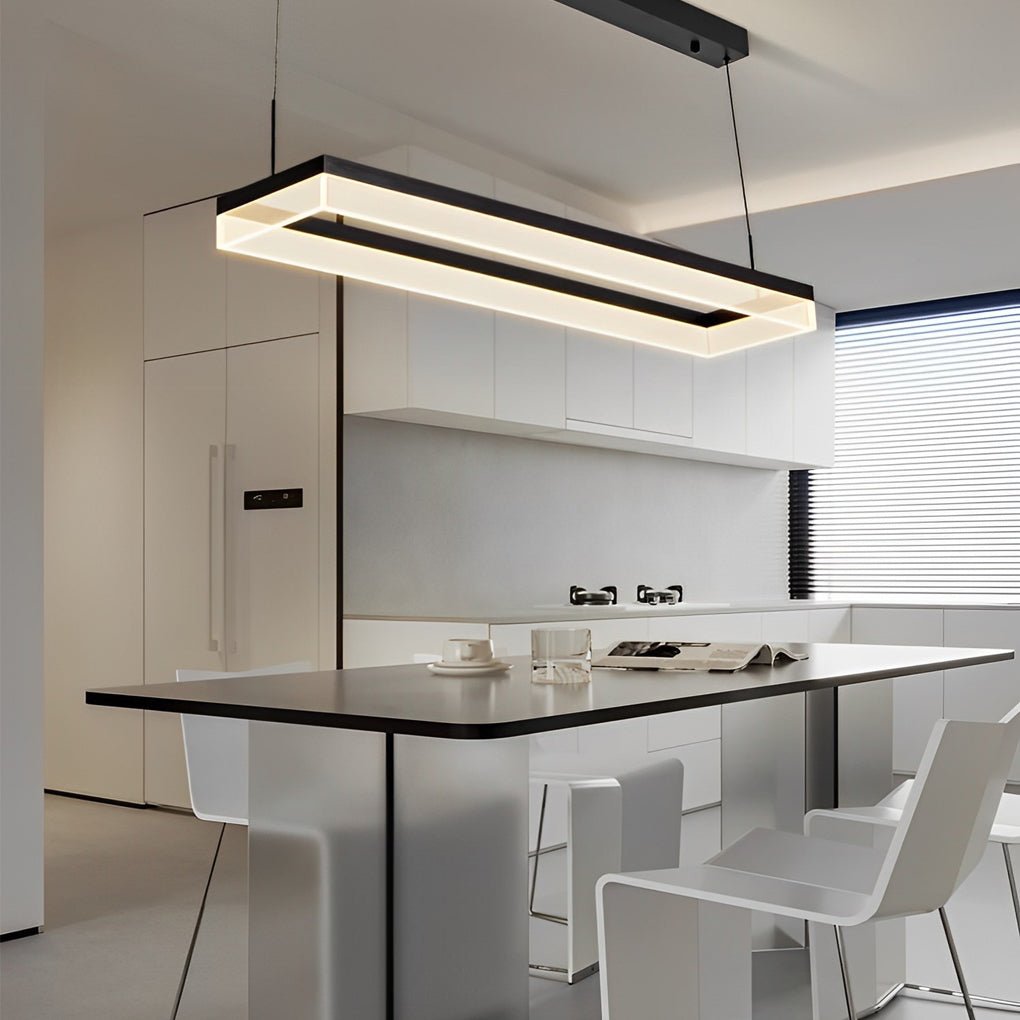 Modern Linear Chandelier with Dimmable LED & Remote Control