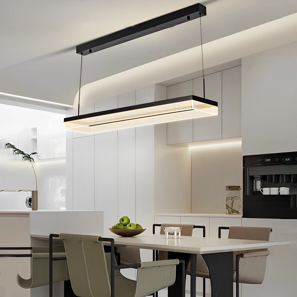Modern Linear Chandelier with Dimmable LED & Remote Control