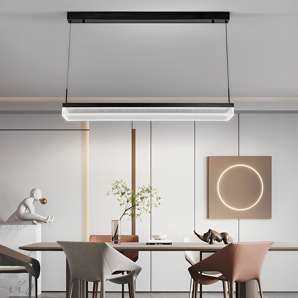 Modern Linear Chandelier with Dimmable LED & Remote Control