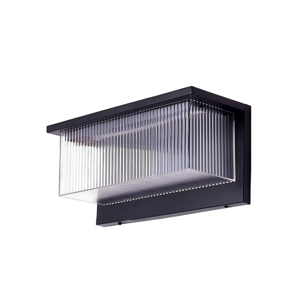 Modern Rectangular Solar Wall Light with Striped Acrylic Shade