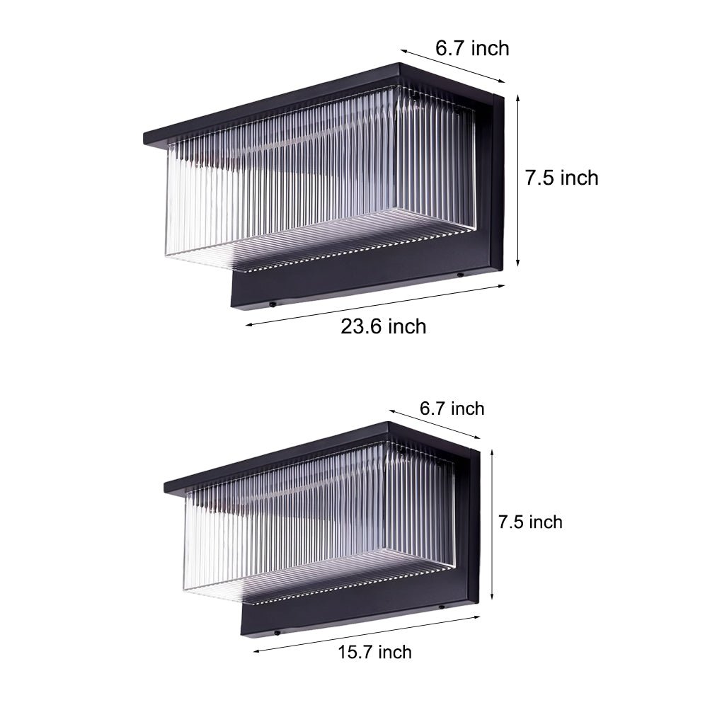 Modern Rectangular Solar Wall Light with Striped Acrylic Shade