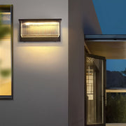 Modern Rectangular Solar Wall Light with Striped Acrylic Shade
