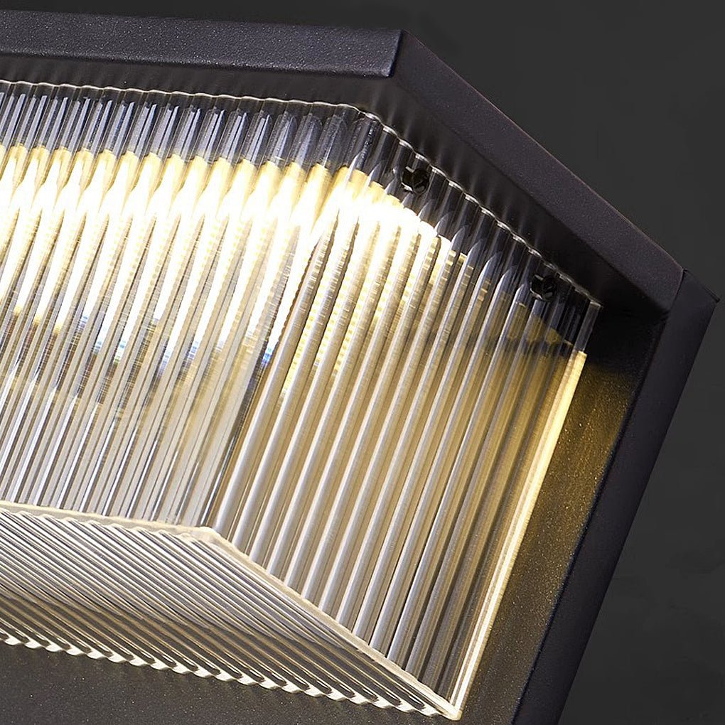 Modern Rectangular Solar Wall Light with Striped Acrylic Shade