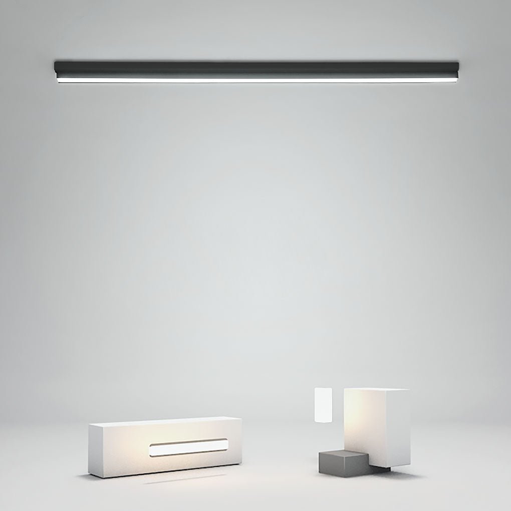 Modern Linear LED Flush Mount Light Black Aluminum 31 Inch