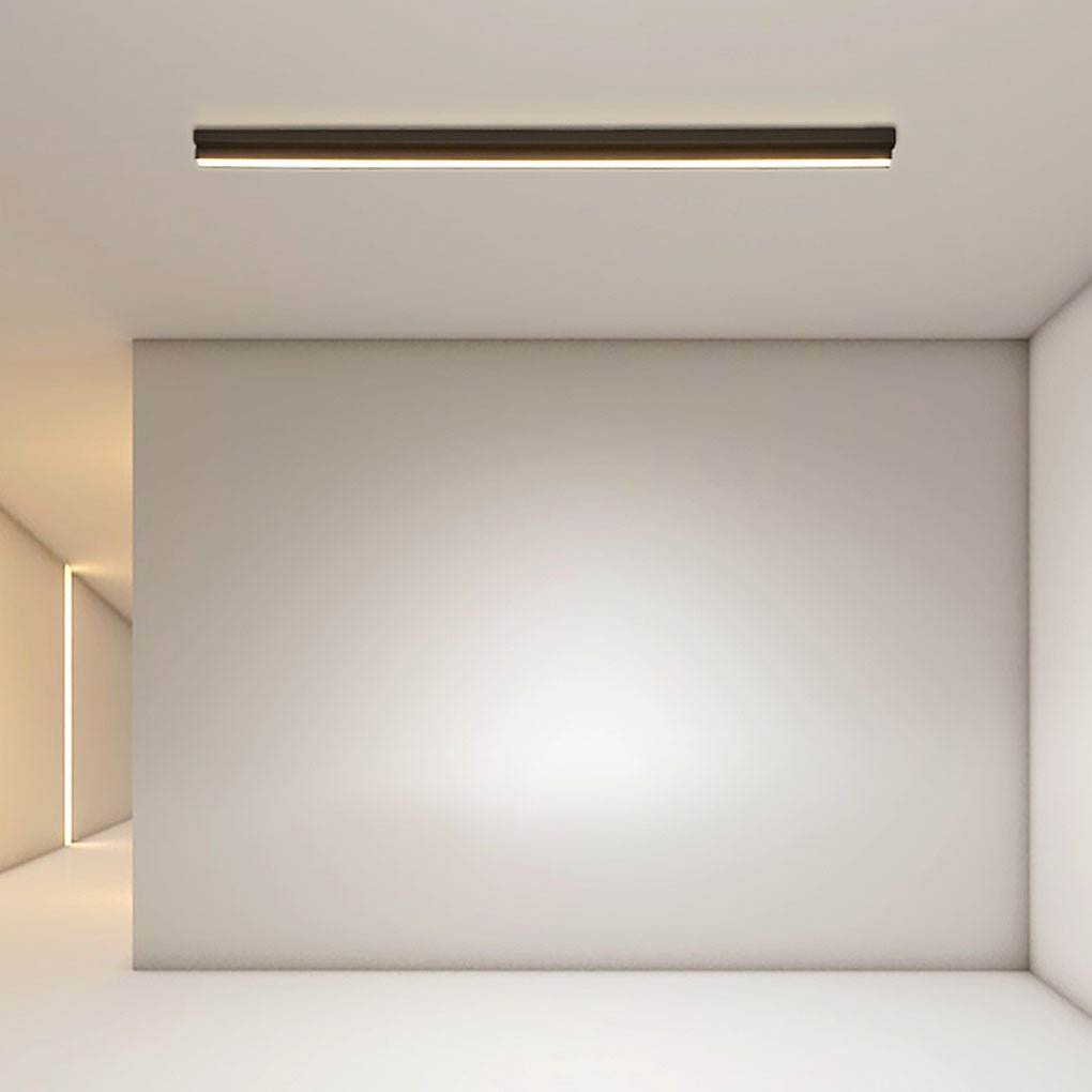 Modern Linear LED Flush Mount Light Black Aluminum 31 Inch