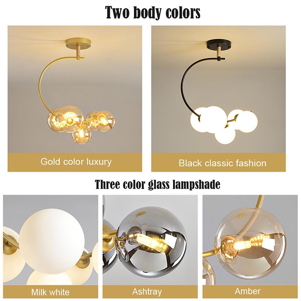 5-Light Cluster Globe Chandelier Modern Glass & Metal Ceiling Light