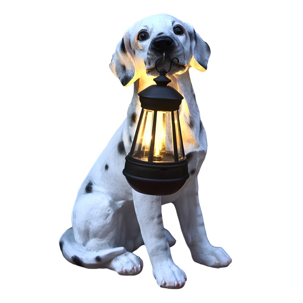 Solar Dog Lantern Outdoor Decor Light with LED Warm Glow