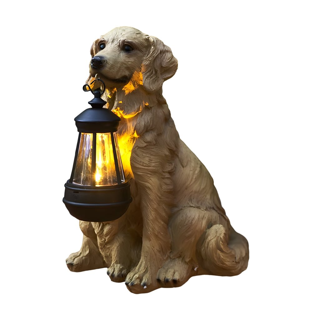 Solar Dog Lantern Outdoor Decor Light with LED Warm Glow