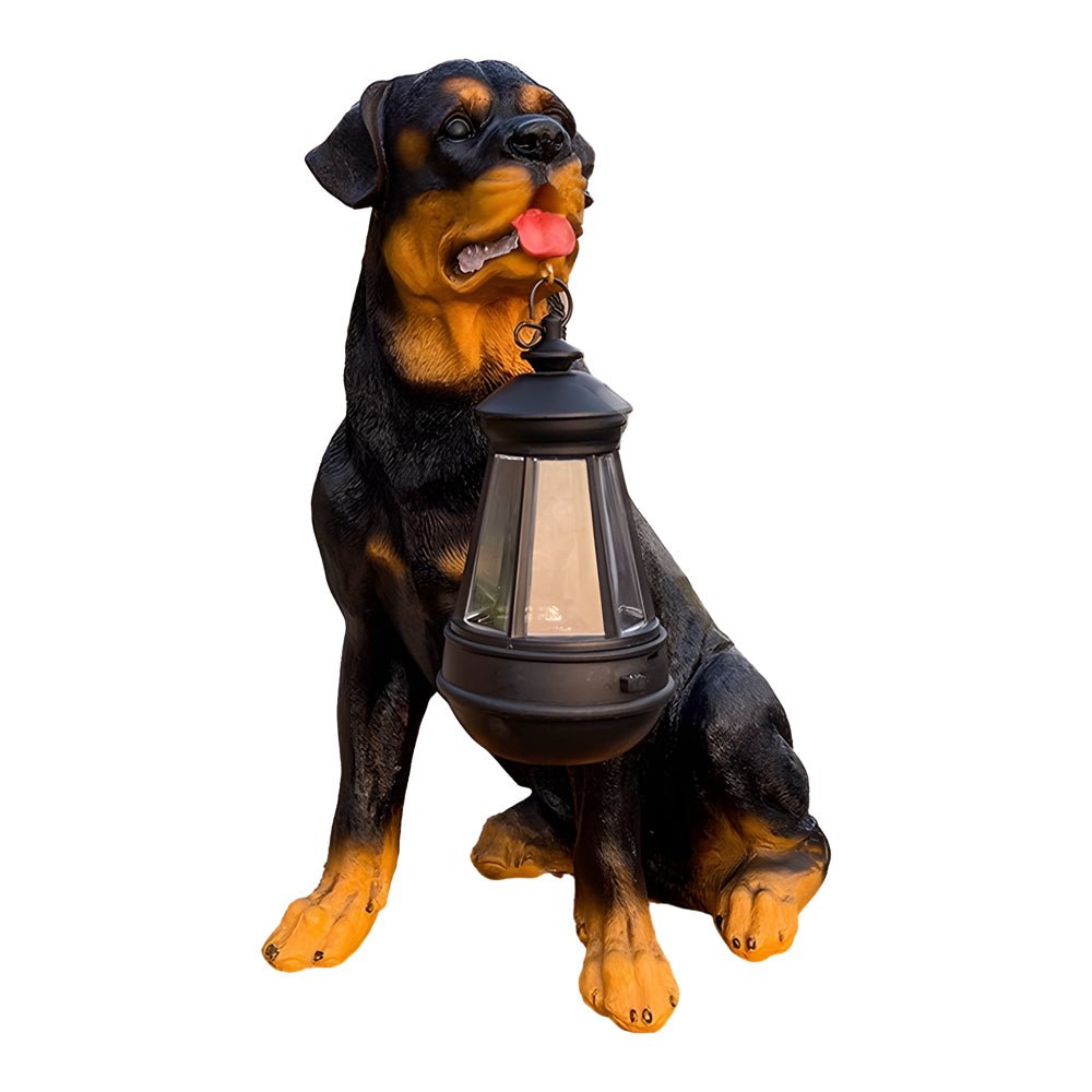 Solar Dog Lantern Outdoor Decor Light with LED Warm Glow