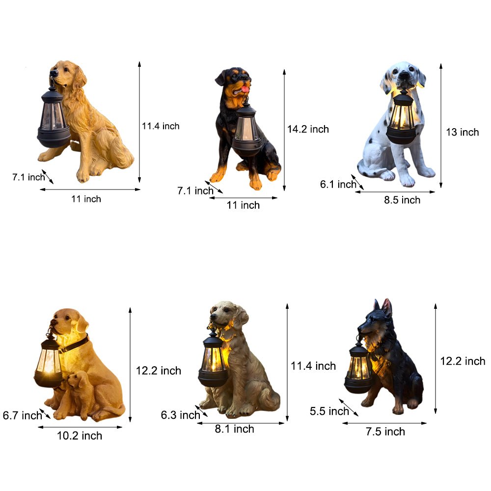 Solar Dog Lantern Outdoor Decor Light with LED Warm Glow
