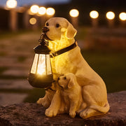 Solar Dog Lantern Outdoor Decor Light with LED Warm Glow