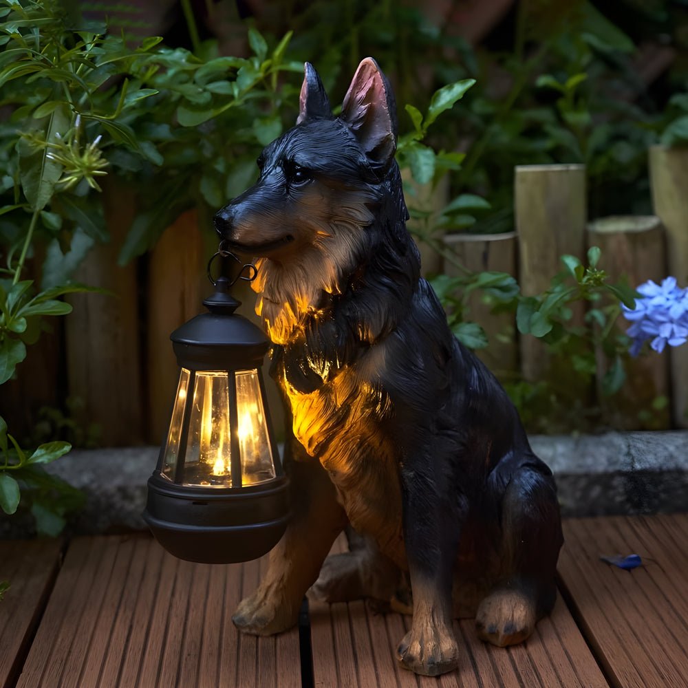 Solar Dog Lantern Outdoor Decor Light with LED Warm Glow