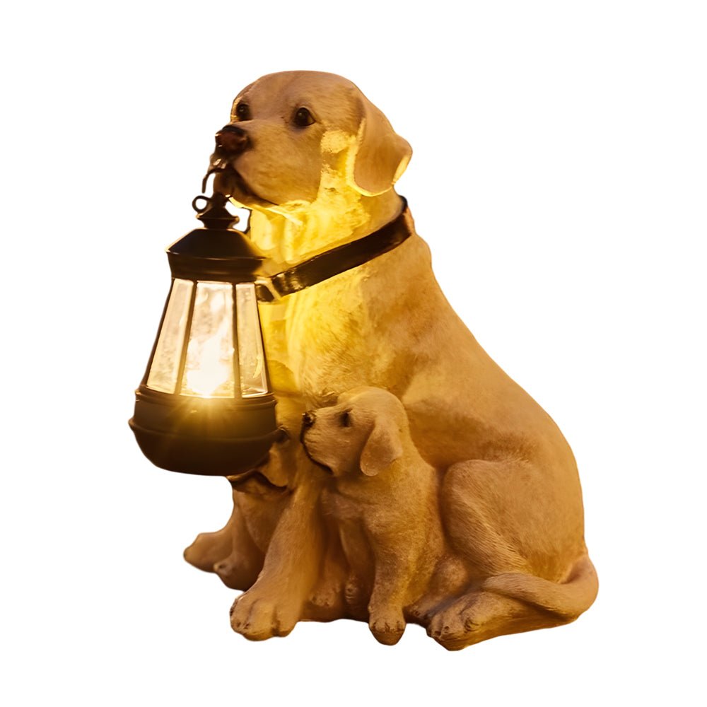 Solar Dog Lantern Outdoor Decor Light with LED Warm Glow