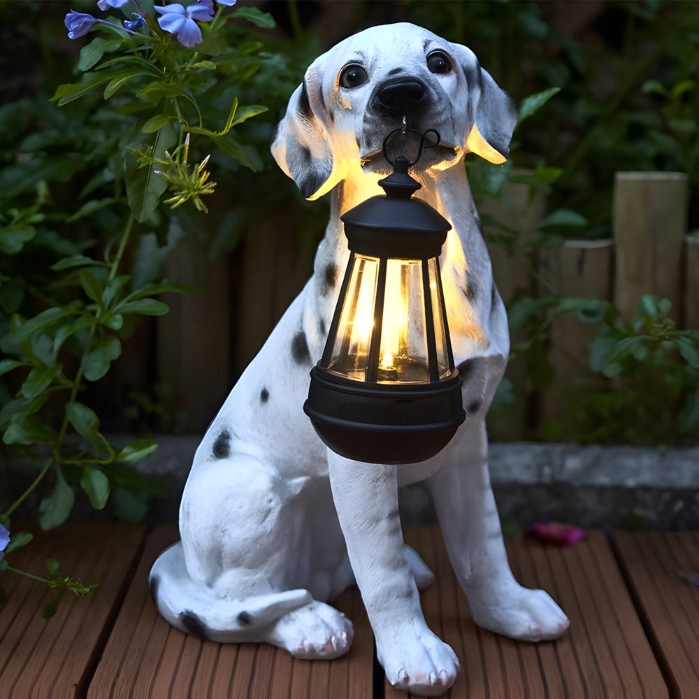 Solar Dog Lantern Outdoor Decor Light with LED Warm Glow