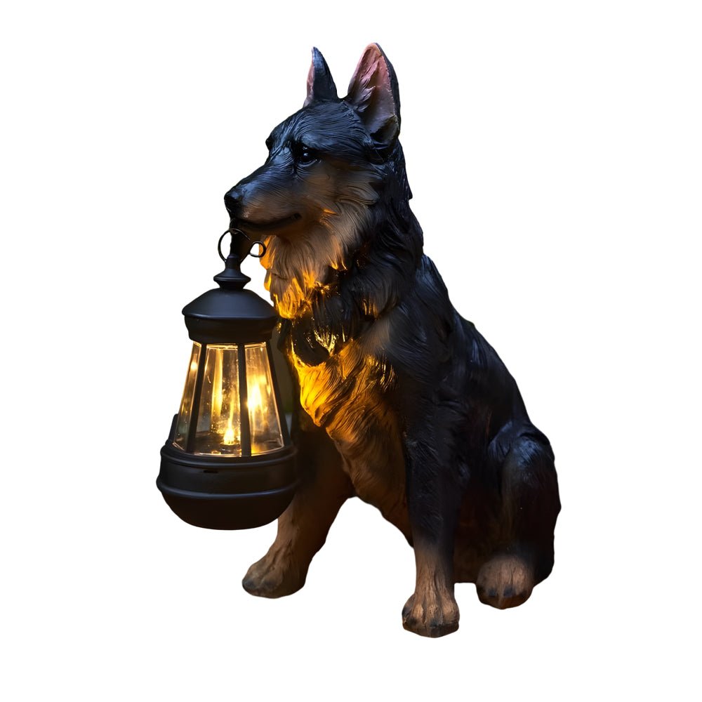 Solar Dog Lantern Outdoor Decor Light with LED Warm Glow