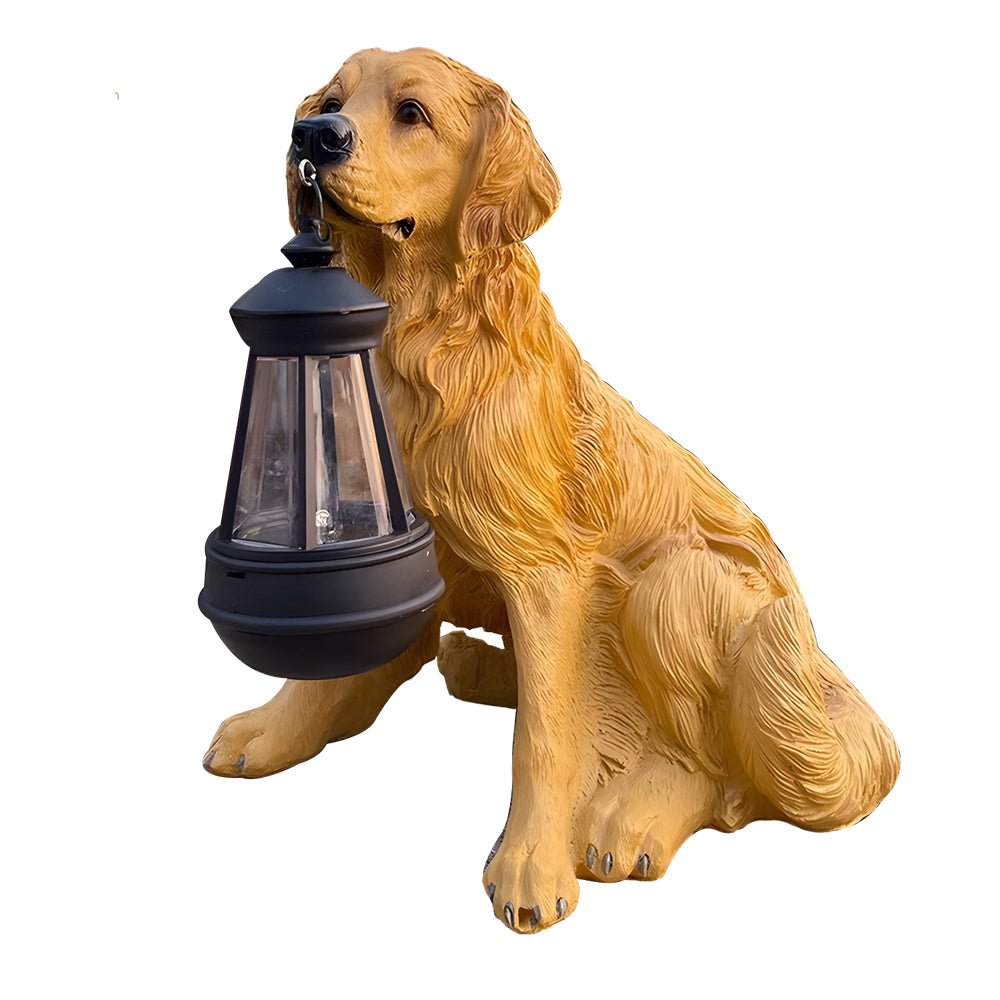 Solar Dog Lantern Outdoor Decor Light with LED Warm Glow