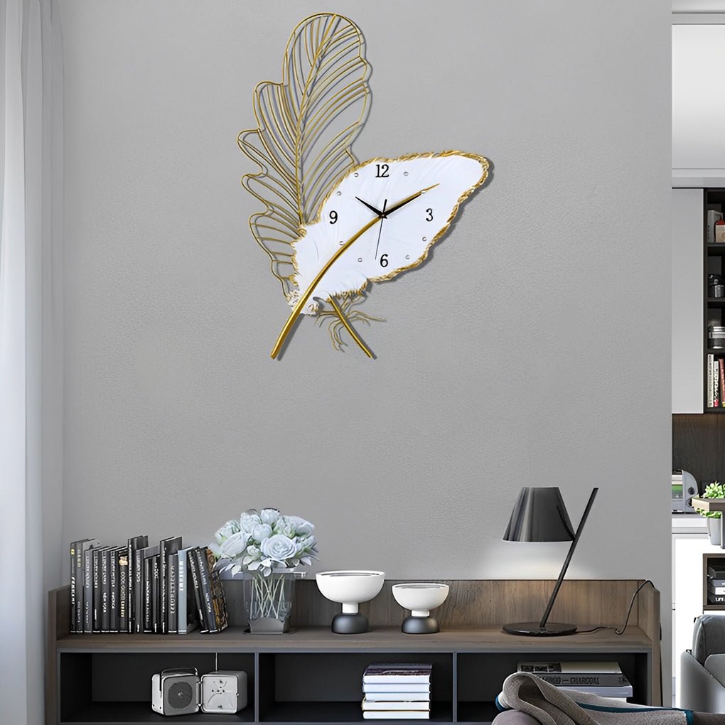 Feather Wall Sconce with Silent Clock and LED Lighting