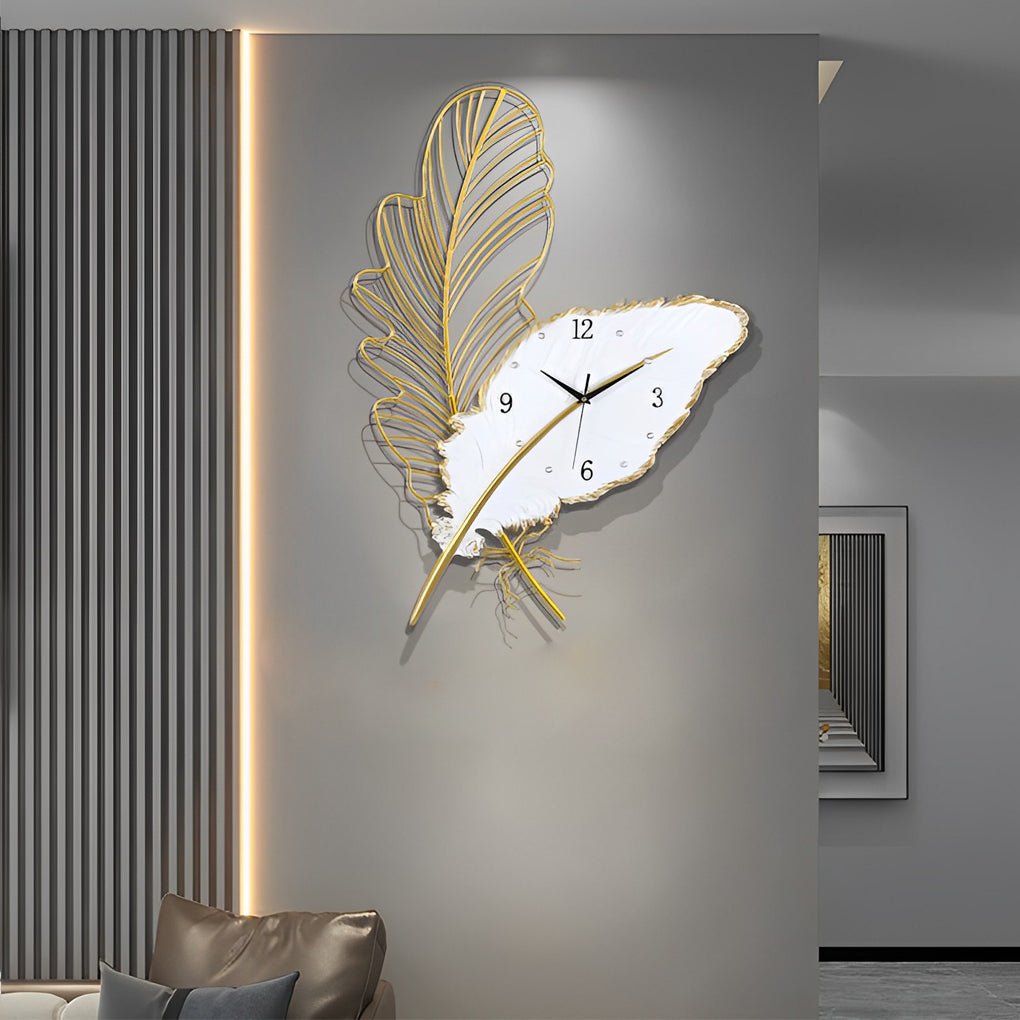 Feather Wall Sconce with Silent Clock and LED Lighting