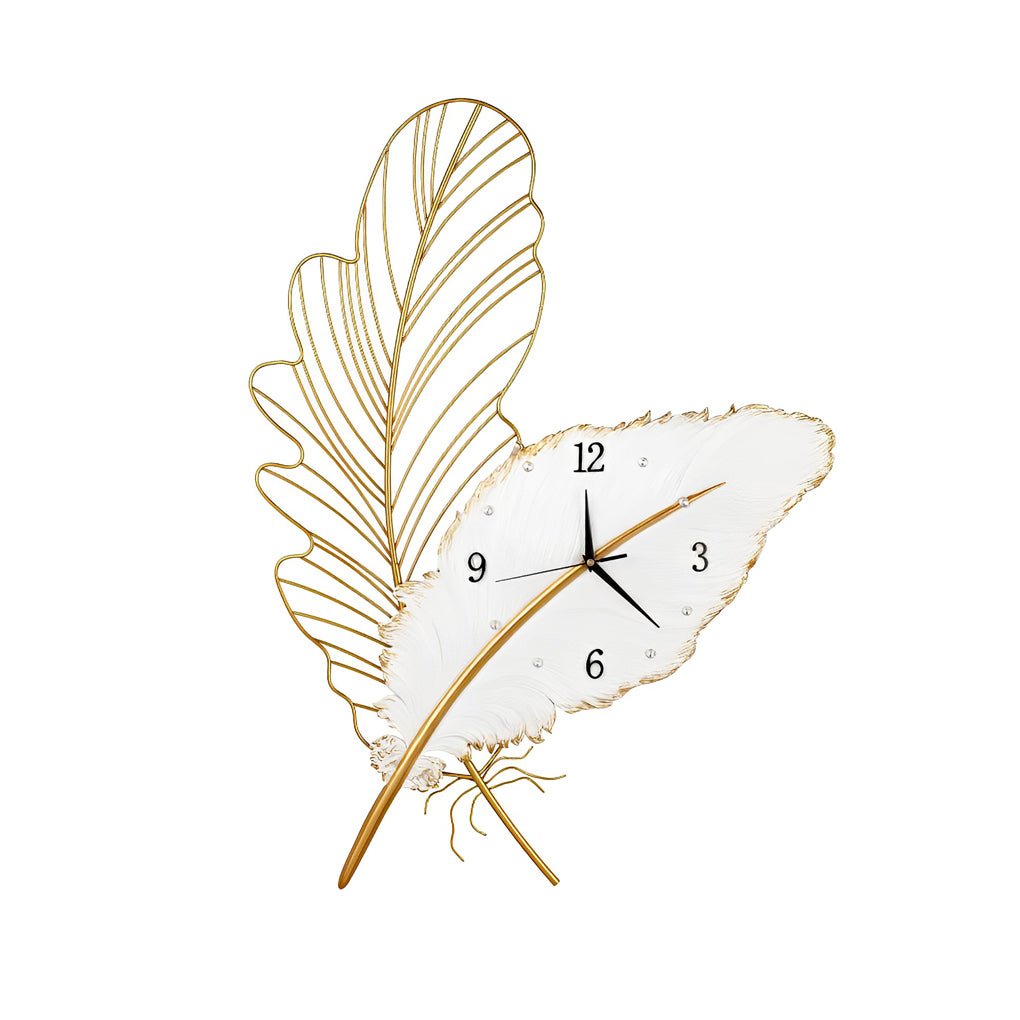 Feather Wall Sconce with Silent Clock and LED Lighting