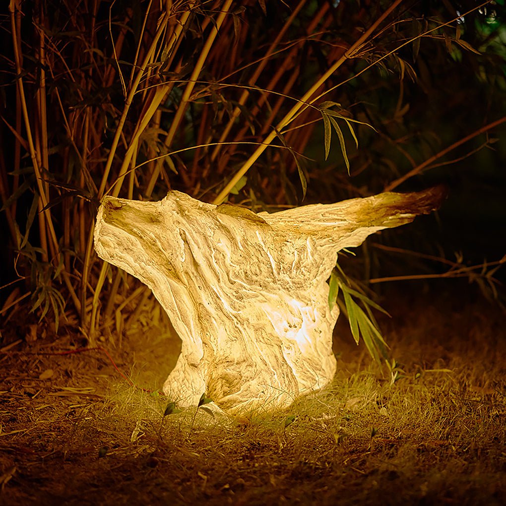Rustic Tree Stump Landscape Light – Natural Resin Outdoor Garden Lamp