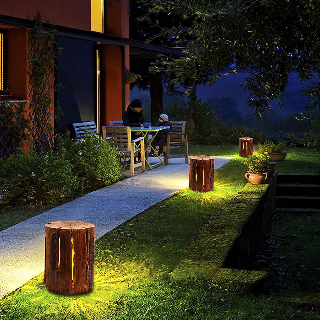 Resin Tree Stump Outdoor LED Lamp Rustic Garden Landscape Light