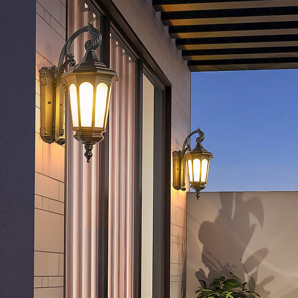 Industrial Waterproof Outdoor Wall Light - Black Iron & PC Shade