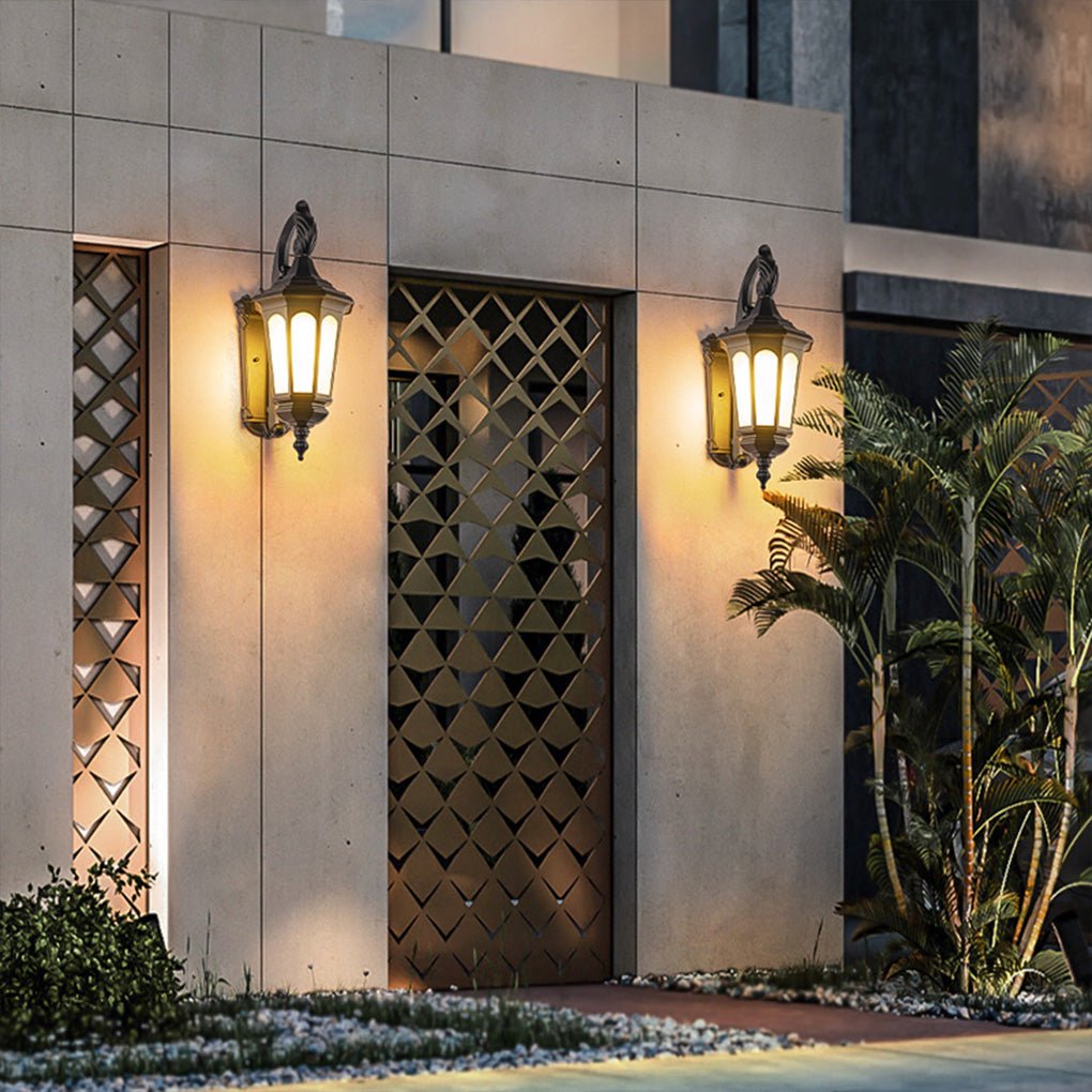 Industrial Waterproof Outdoor Wall Light - Black Iron & PC Shade