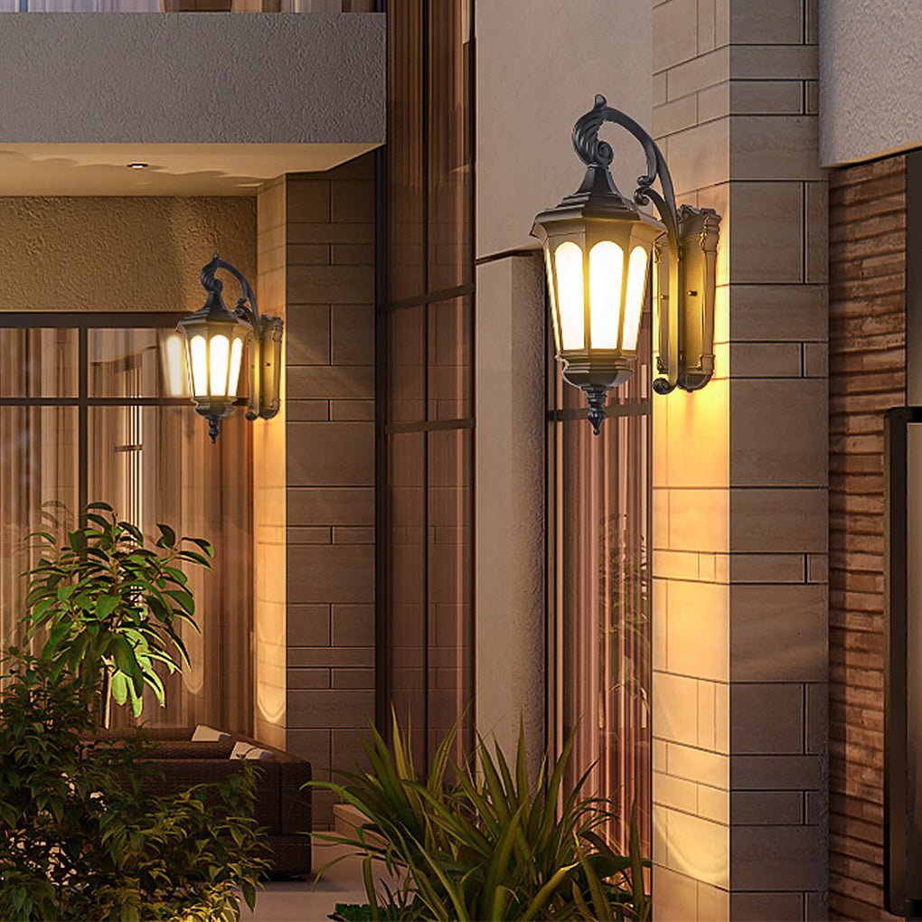 Industrial Waterproof Outdoor Wall Light - Black Iron & PC Shade