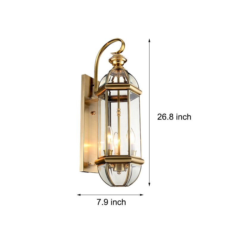 Retro Copper Glass Outdoor Wall Light - European Lantern Style