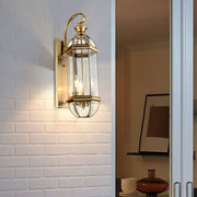 Retro Copper Glass Outdoor Wall Light - European Lantern Style