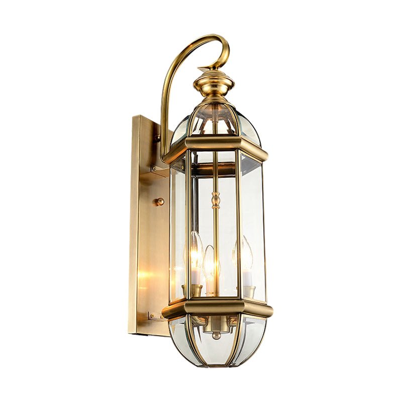 Retro Copper Glass Outdoor Wall Light - European Lantern Style