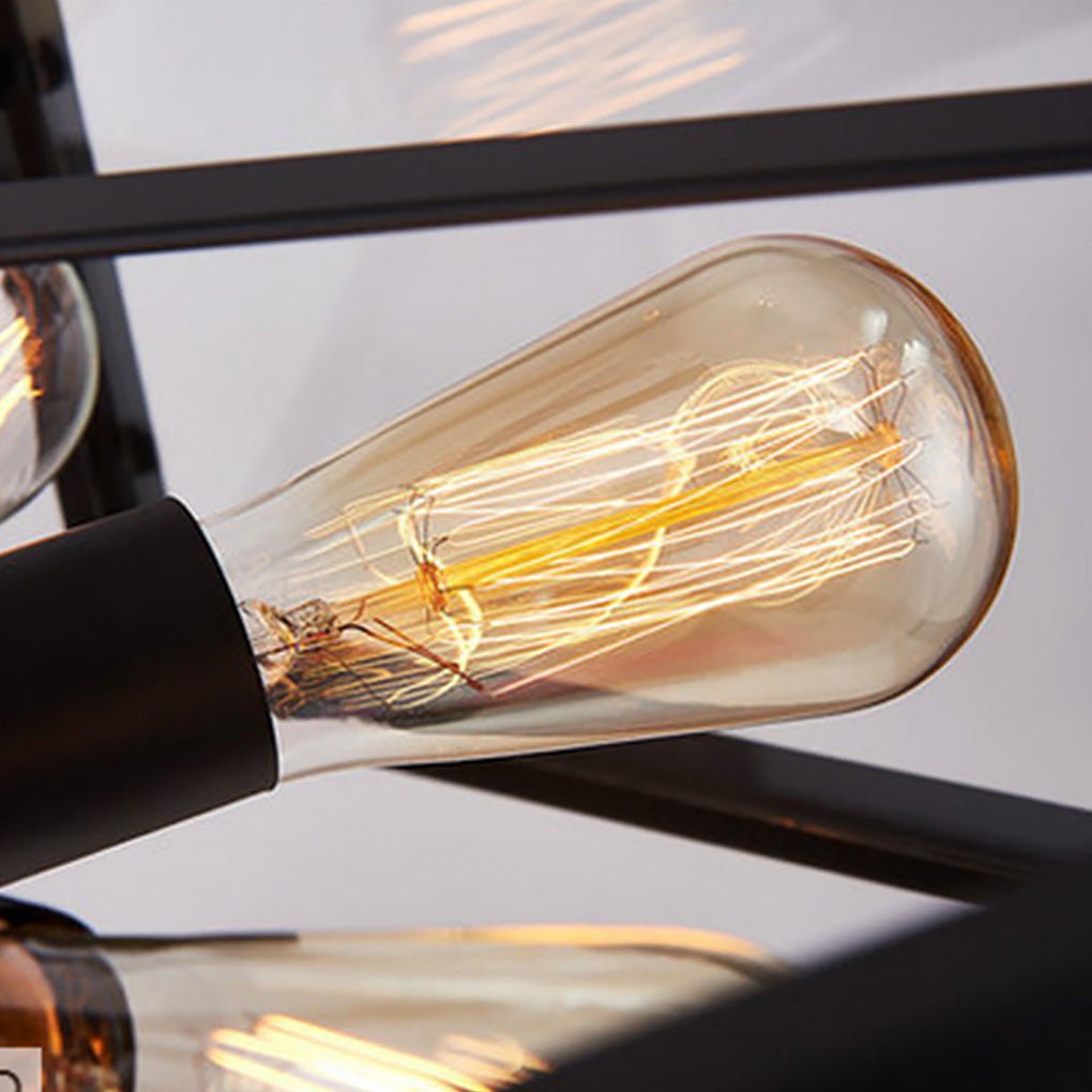 Industrial Hexagonal Glass Pendant Light – Geometric Iron Ceiling