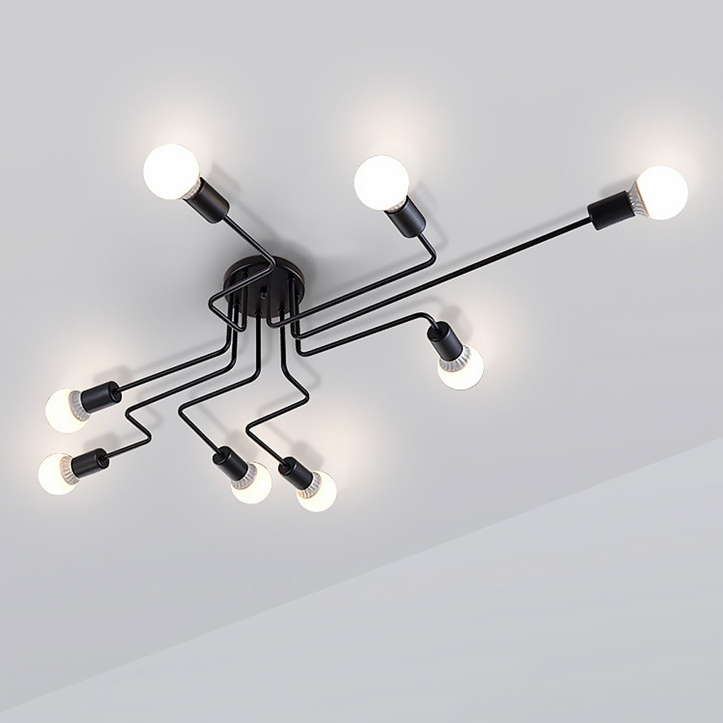 Industrial 8-Light Ceiling Chandelier with Glass Globes