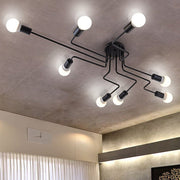 Industrial 8-Light Ceiling Chandelier with Glass Globes