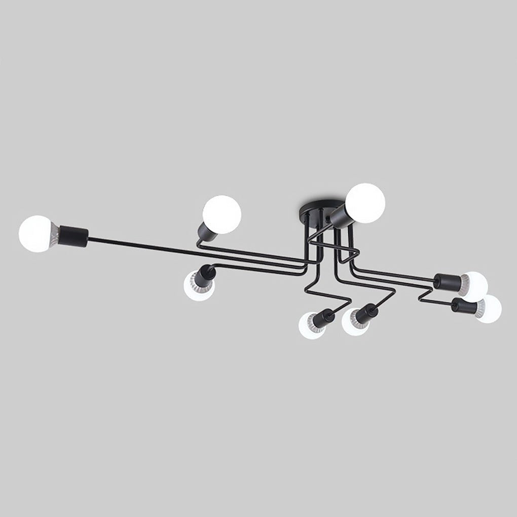 Industrial 8-Light Ceiling Chandelier with Glass Globes