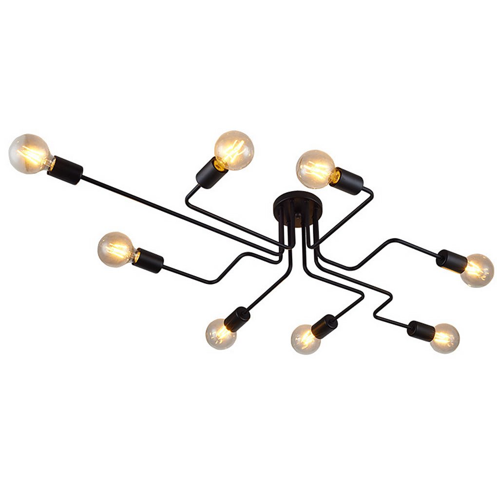 Industrial 8-Light Ceiling Chandelier with Glass Globes