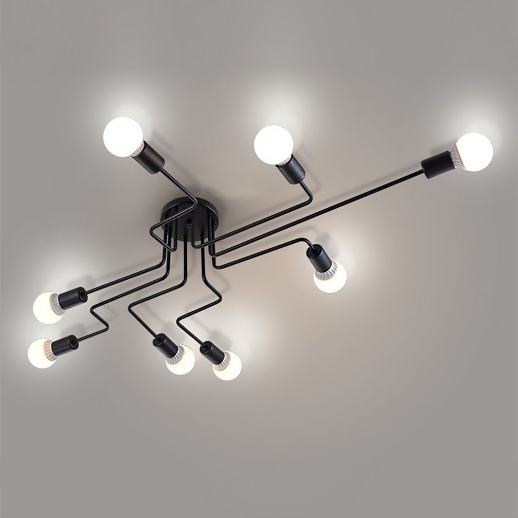 Industrial 8-Light Ceiling Chandelier with Glass Globes