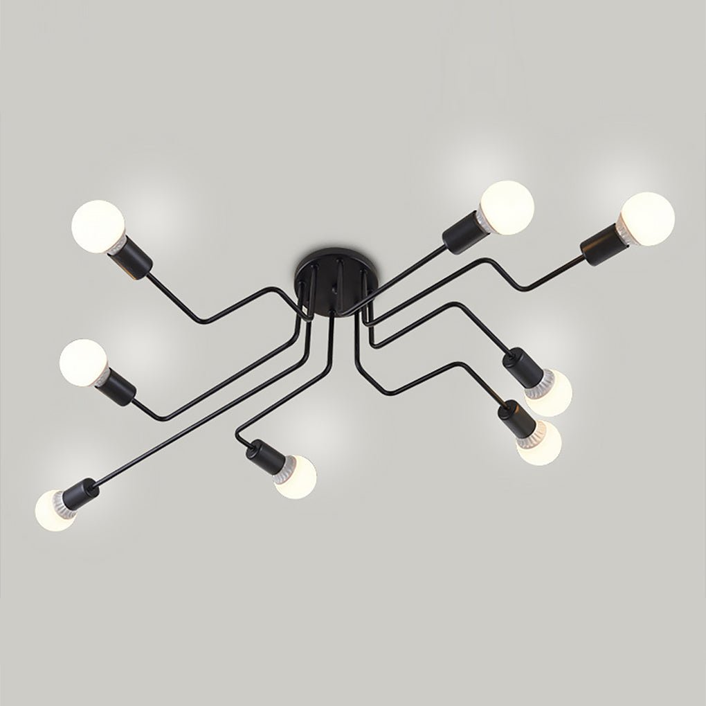 Industrial 8-Light Ceiling Chandelier with Glass Globes