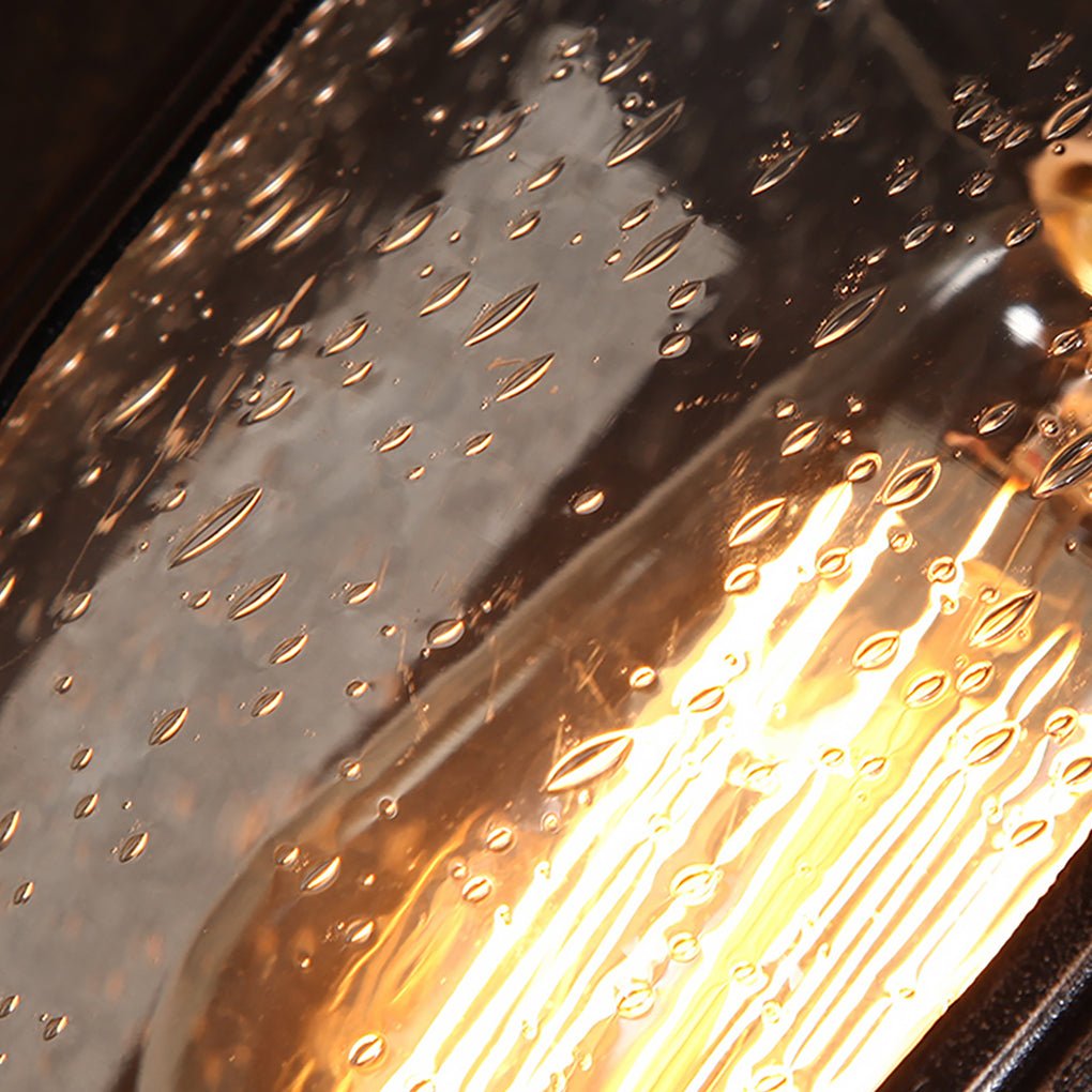 Vintage Bubbled Glass Outdoor Wall Light - Waterproof Aluminum